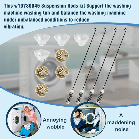 W10780045 Washer Suspension Rod Kit | For Whirlpool, Kenmore, Maytag | 4 Rods - Picture 5 of 7